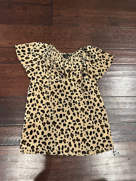 J. Crew Tops - J. Crew silk Leopard Print Short Sleeve Blouse - Tan & Black